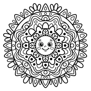 Coloriage mandala soleil à imprimer