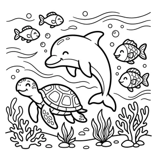 Coloriage fond marin à imprimer