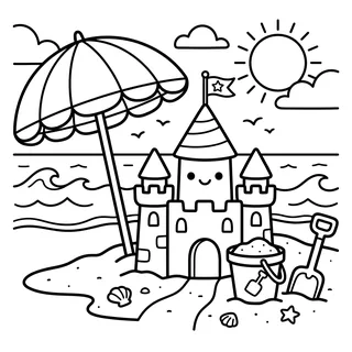 Coloriage plage à imprimer